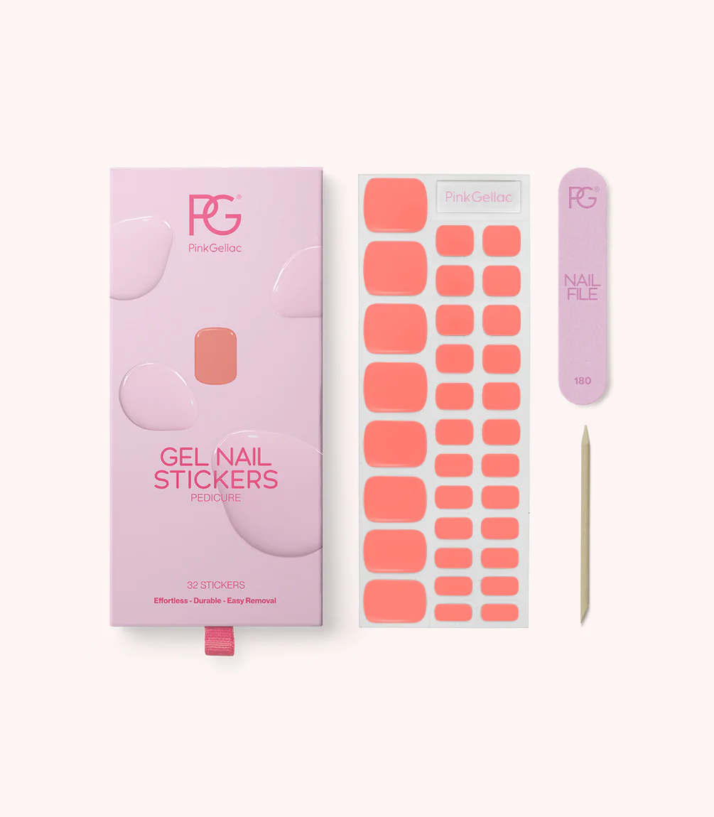 364 Energizing Orange Pedicure Gel Nail Stickers - Image 3